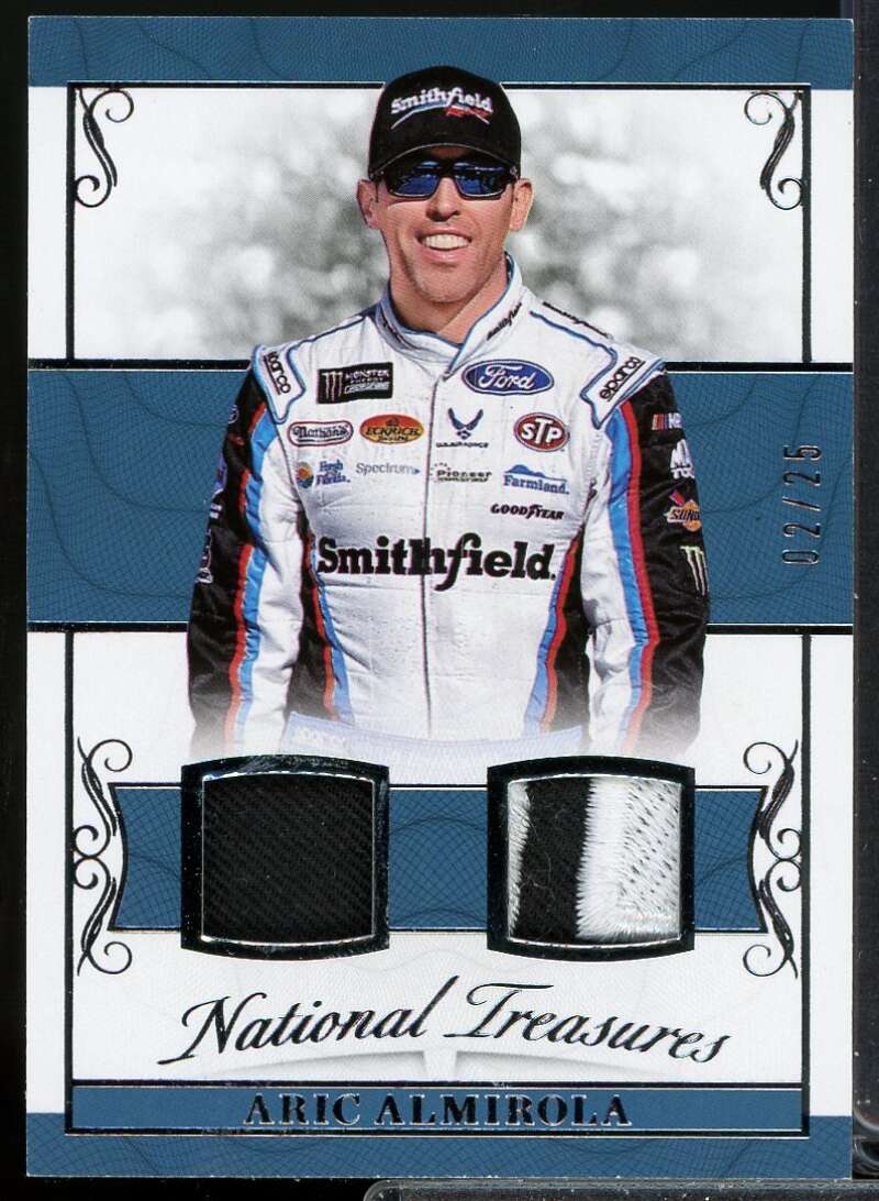 Aric Almirola Card 2017 Panini National Treasures Dual Firesuit Materials #20  Image 1