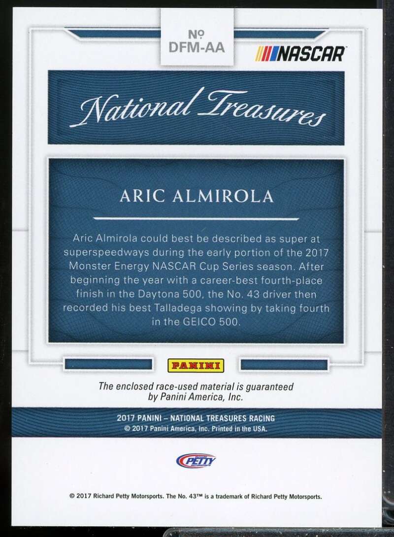 Aric Almirola Card 2017 Panini National Treasures Dual Firesuit Materials #20  Image 2