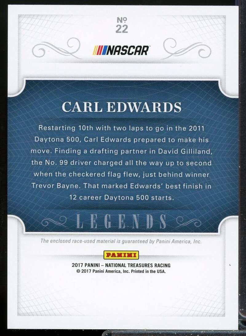 Carl Edwards LEG Card 2017 Panini National Treasures Century Holo Silver #22  Image 2