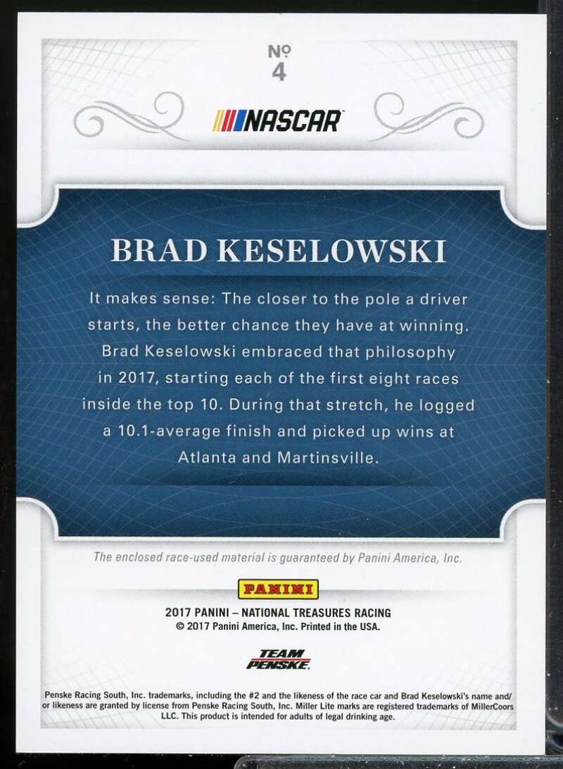 Brad Keselowski Card 2017 Panini National Treasures #4  Image 2