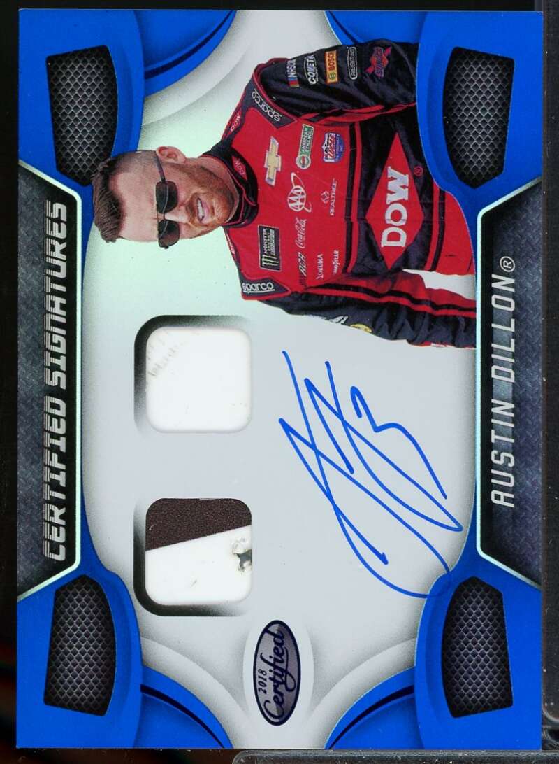 Austin Dillon Card 2018 Certified Signature Swatches Blue #3  Image 1
