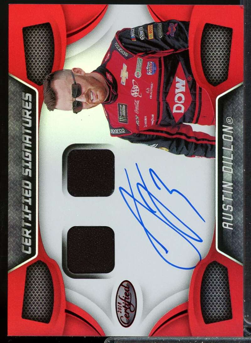 Austin Dillon Card 2018 Certified Signature Swatches Red #3  Image 1