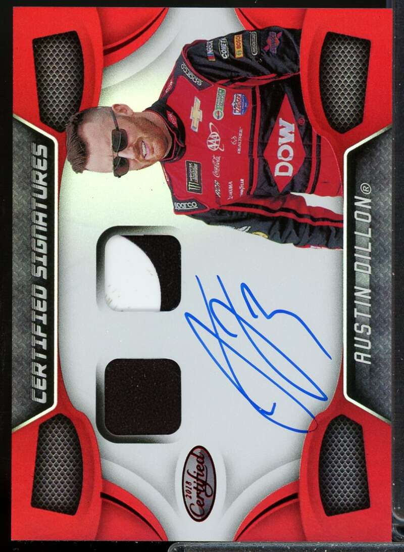 Austin Dillon Card 2018 Certified Signature Swatches Red #3  Image 1