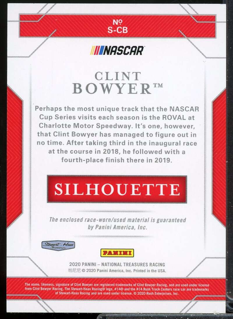 Clint Bowyer Card 2020 Panini National Treasures Silhouettes Holo Silver #2  Image 2