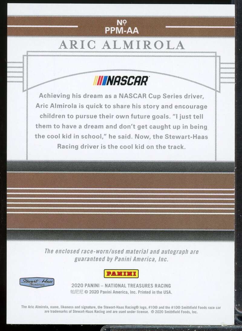 Aric Almirola Card 2020 Panini National Treasures Premium Patches Autographs #8  Image 2