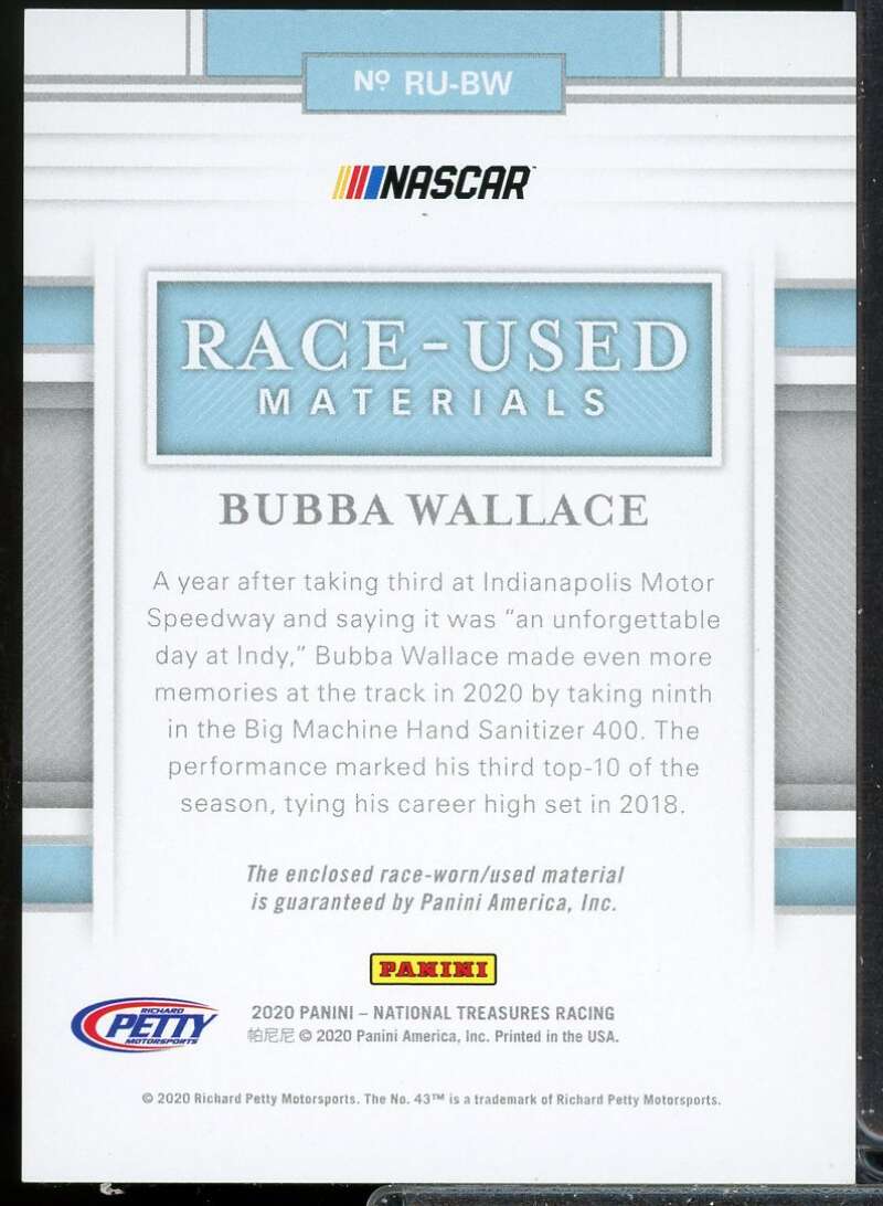 Bubba Wallace 2020 Panini National Treasures Colossal Race Used Tires Prime #5  Image 2