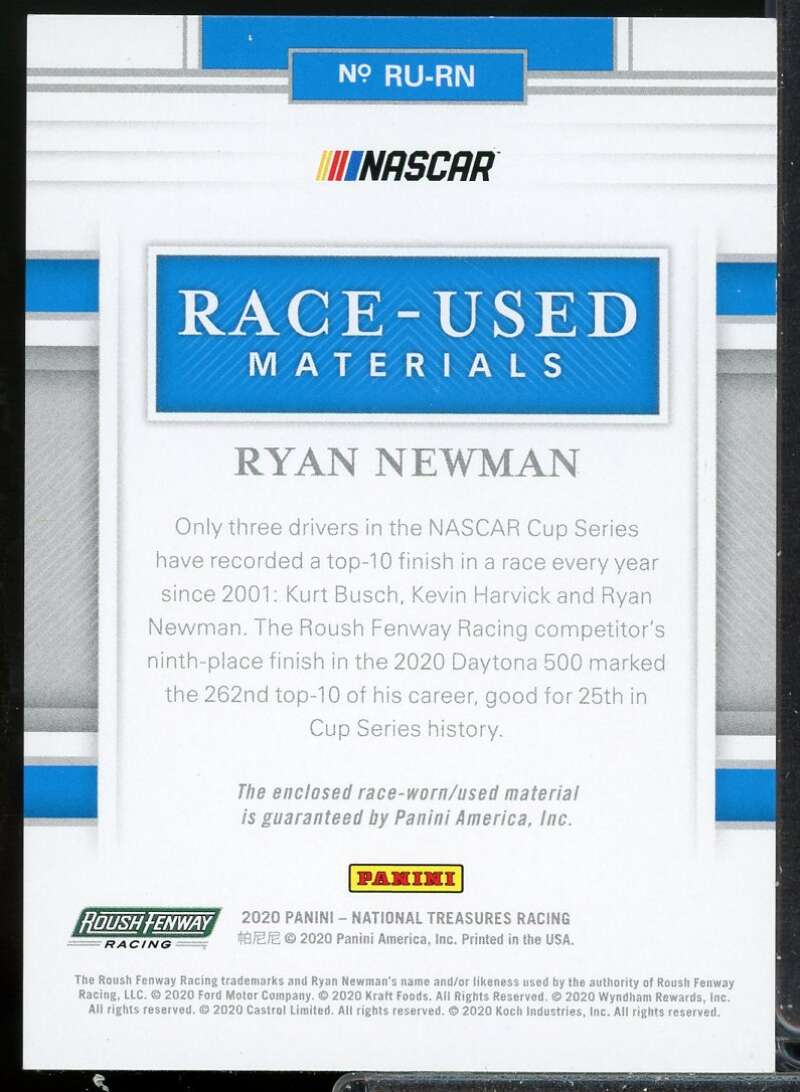 Ryan Newman Card 2020 Panini National Treasures Race Used Sheet Metal #7  Image 2