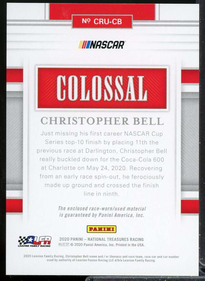 Christopher Bell 2020 National Treasures Colossal Race Used Sheet Metal #17  Image 2
