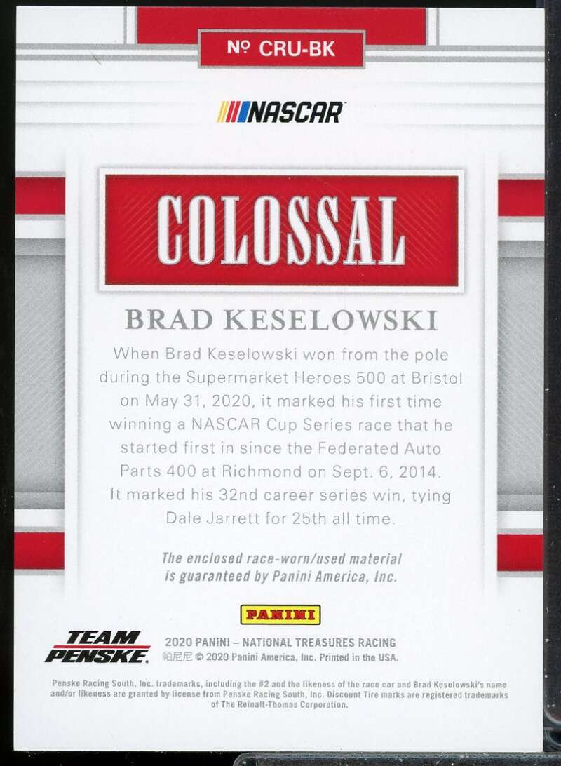 Brad Keselowski 2020 Panini National Treasures Colossal Race Used Tires #30  Image 2