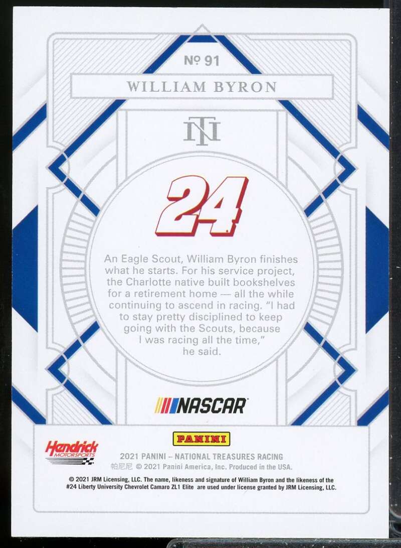 William Byron BW Card 2021 Panini National Treasures #91  Image 2