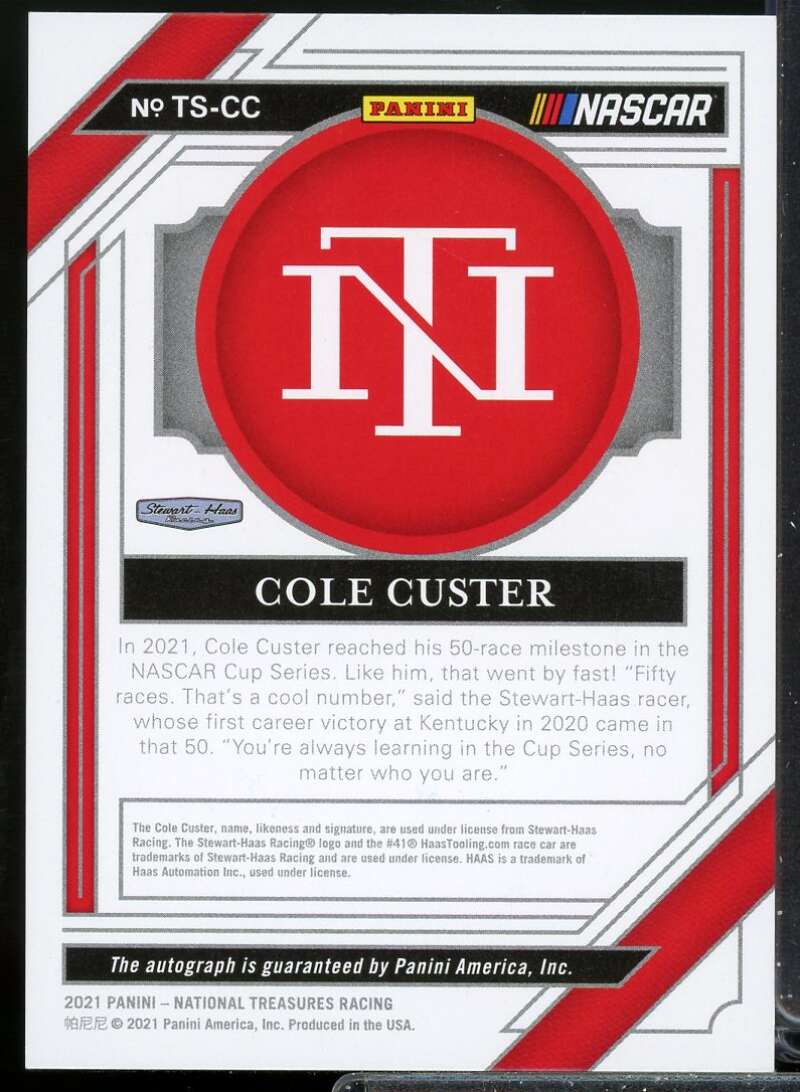 Cole Custer Card 2021 Panini National Treasures Trackside Signatures #7  Image 2