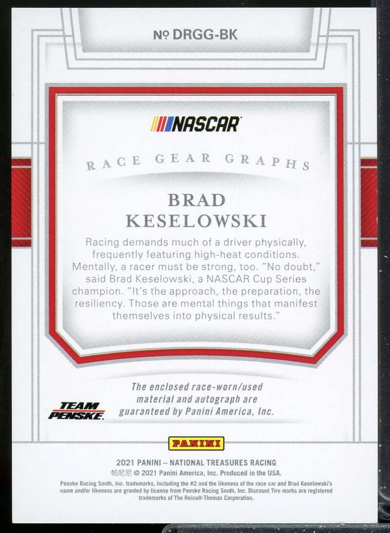 Brad Keselowski Card 2021 Panini National Treasures Dual Race Gear Graphs #4  Image 2