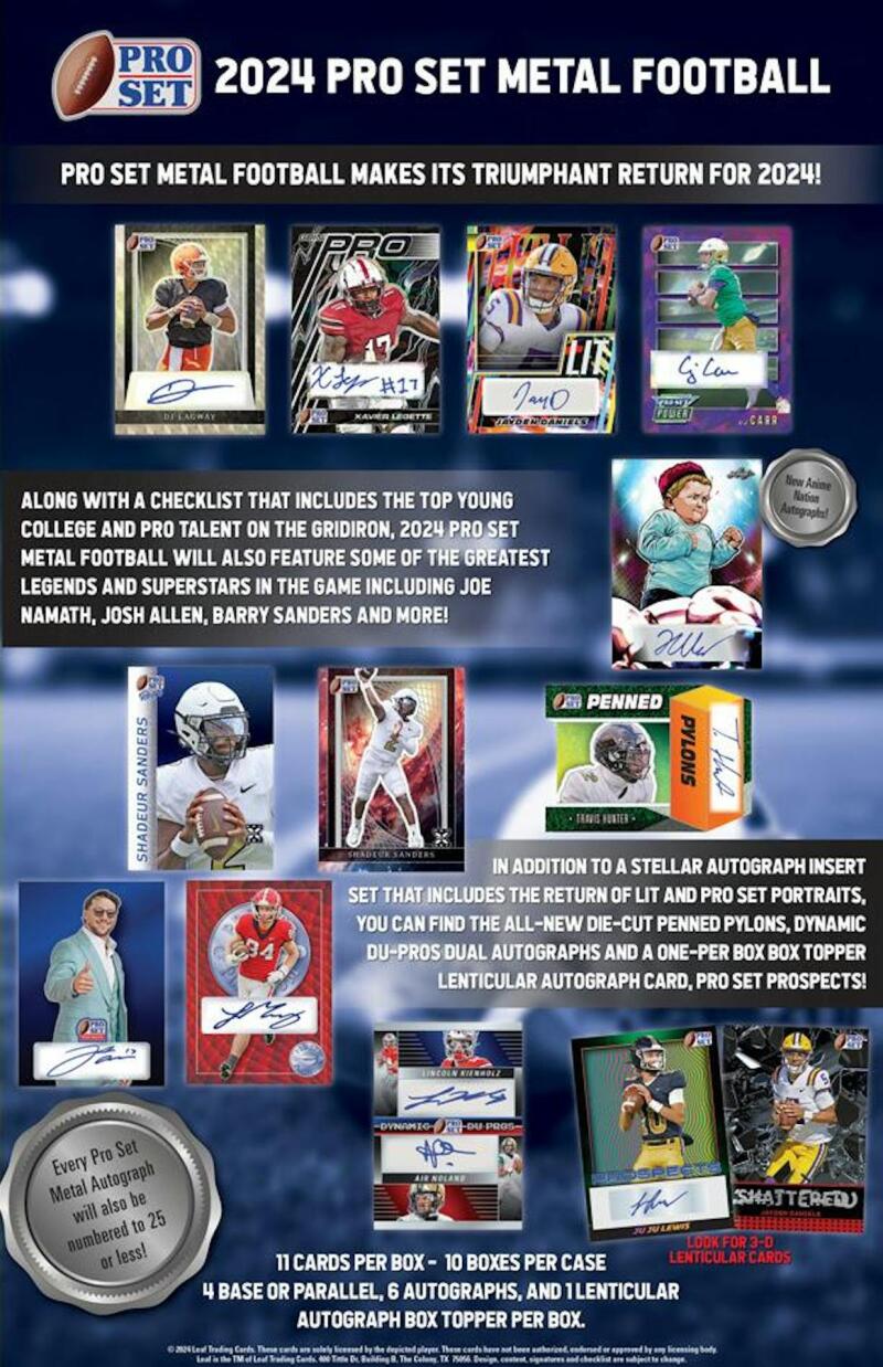 2024 Leaf Pro Set Metal Football Hobby Box Image 3