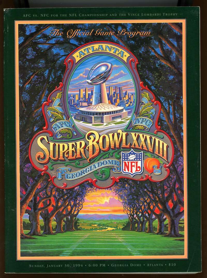 Super Bowl XXVIII Game Program 1994 Georgia Dome Atlanta Cowboys Bills Image 1