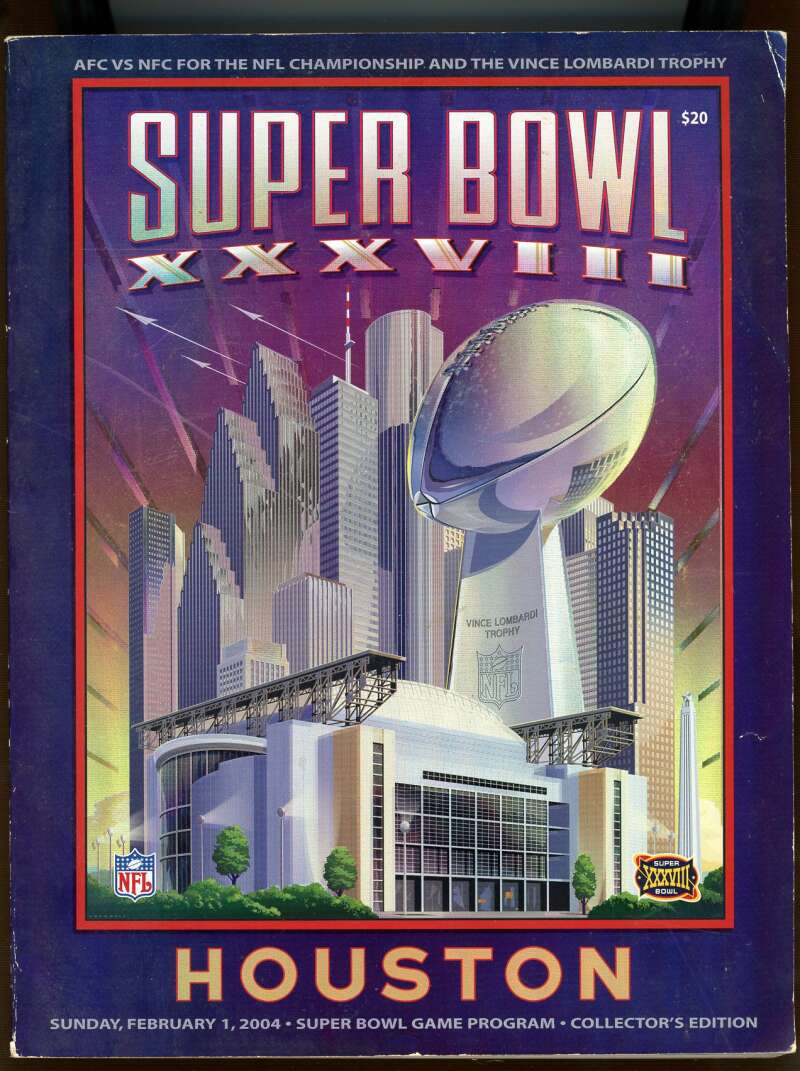 Super Bowl XXXVIII Game Program 2004 Houston New England Patriots Panthers Image 1