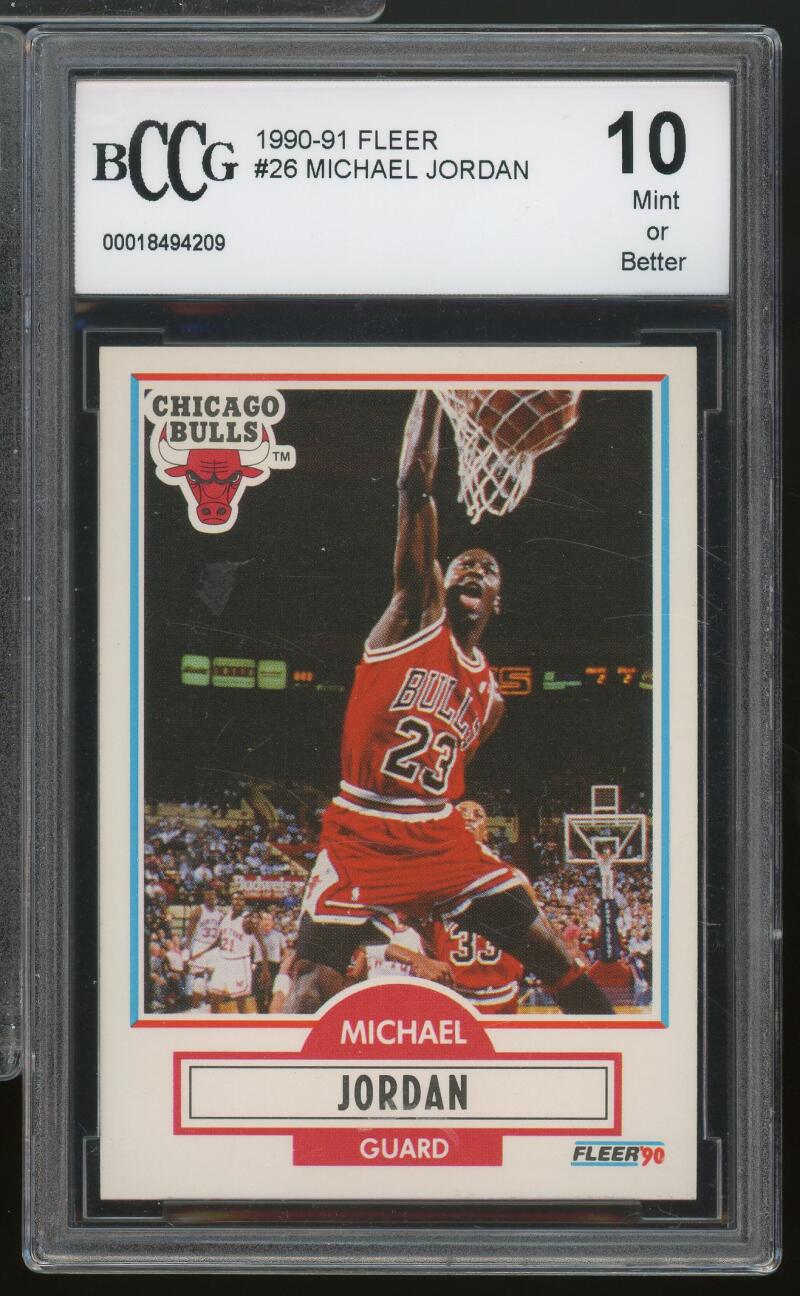 1990-91 Fleer #26 Michael Jordan Card BGS BCCG 10 Mint+ Image 1