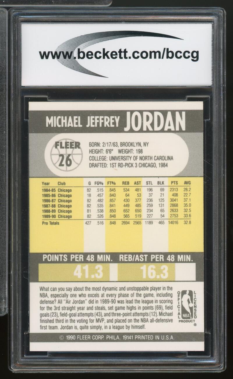 1990-91 Fleer #26 Michael Jordan Card BGS BCCG 10 Mint+ Image 2