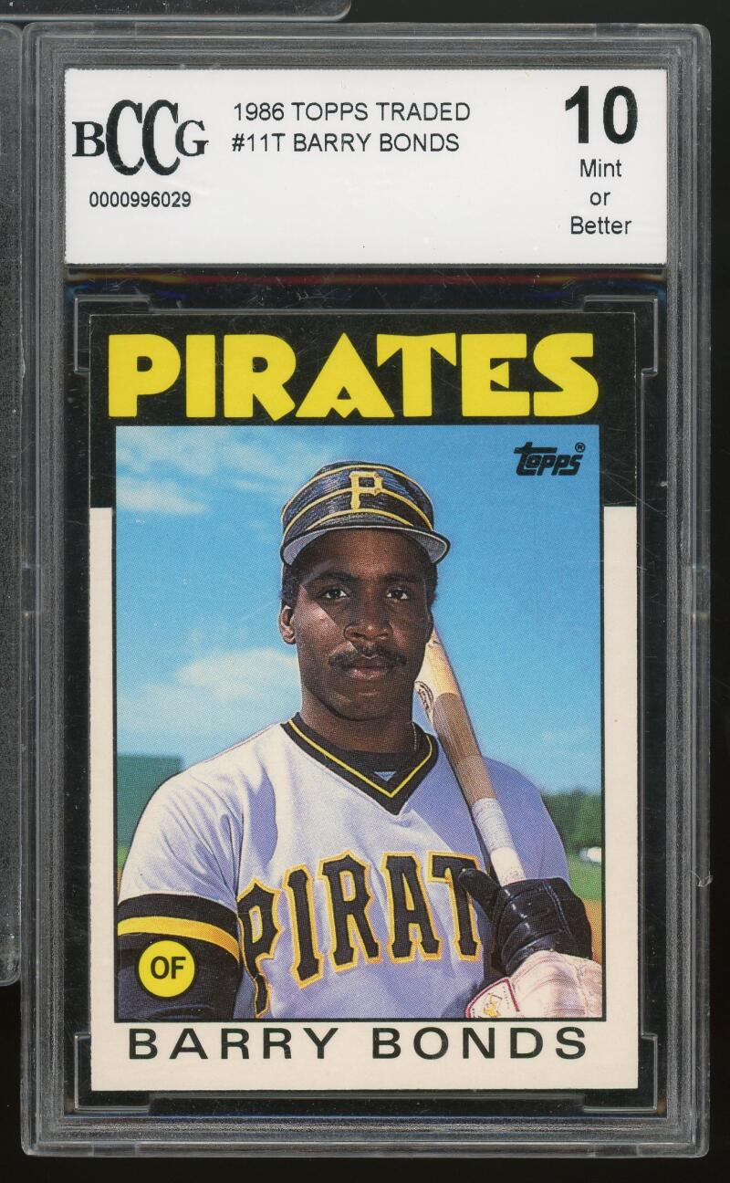 1986 Topps Traded #11T Barry Bonds Rookie Card BGS BCCG 10 Mint+ Image 1