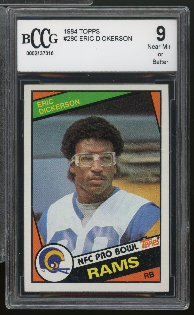 1984 Topps #280 Eric Dickerson Rookie Card BGS BCCG 9 Near Mint+ Image 1