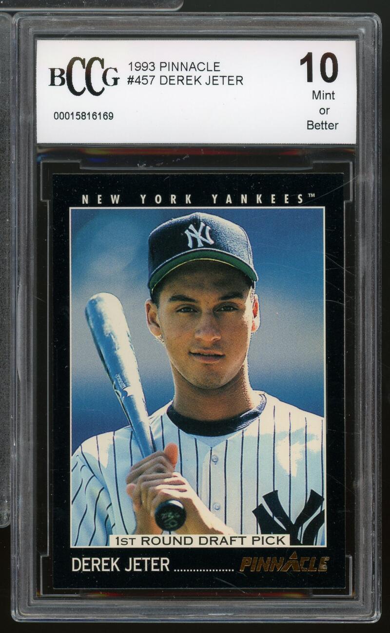 1993 Pinnacle #457 Derek Jeter Rookie Card BGS BCCG 10 MINT+ Image 1