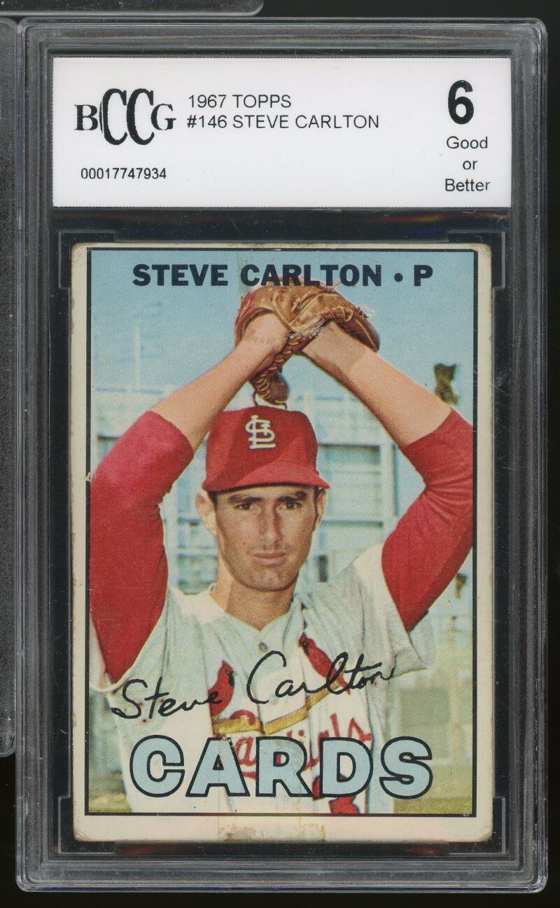 1967 Topps #146 Steve Carlton Card BGS BCCG 6 Good+ Image 1