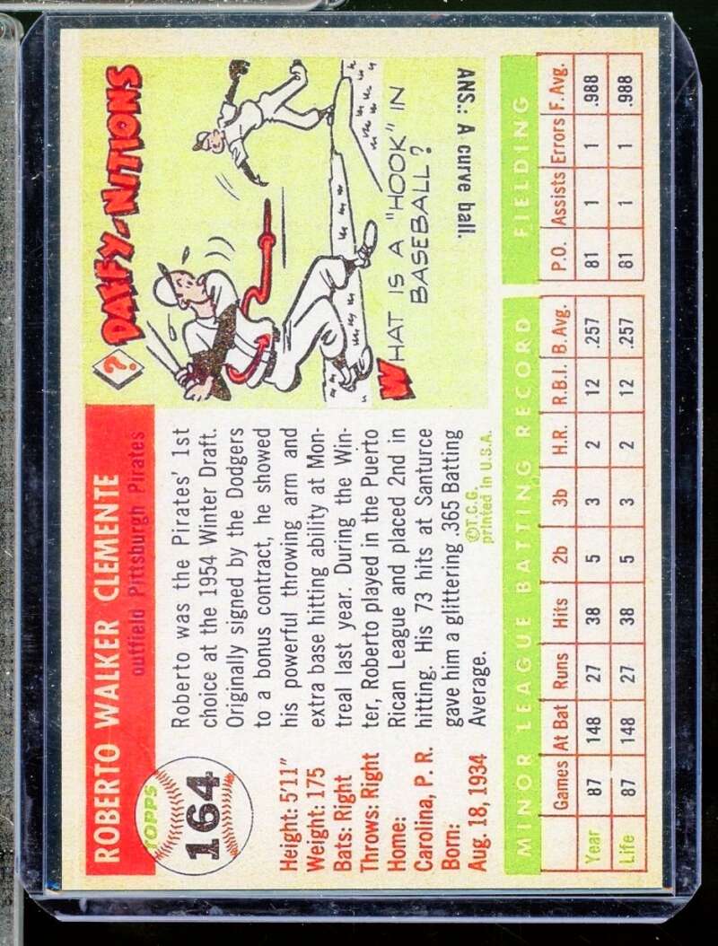 Roberto Clemente Reprint Novelty Rookie  Card 1955 Topps #164  Image 2