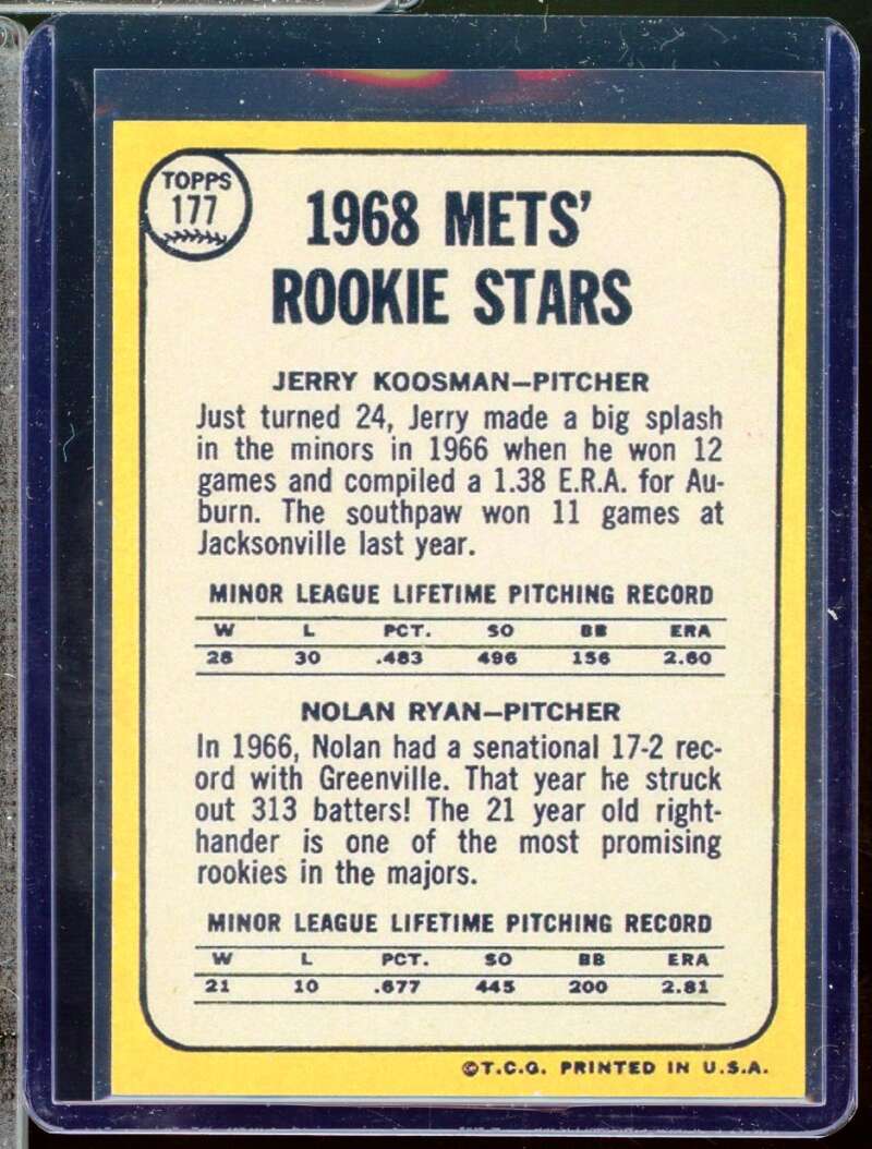 Nolan Ryan Reprint Novelty Rookie  Card 1968 Topps #177  Image 2