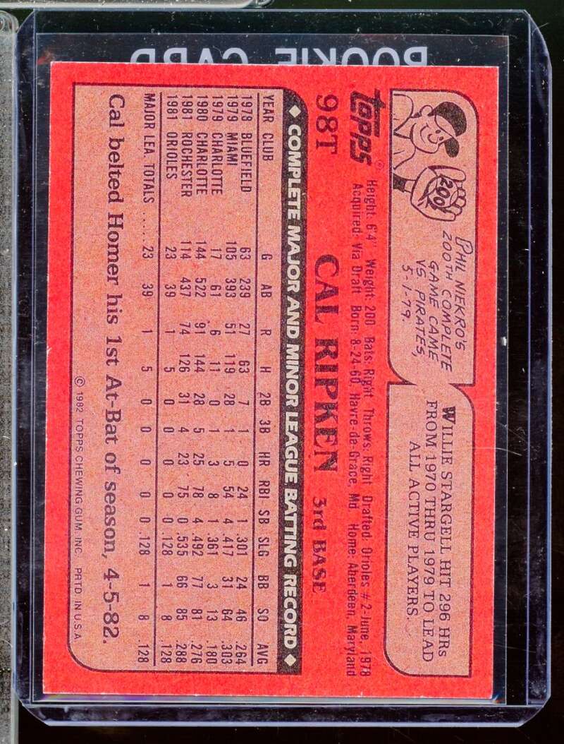 Cal Ripken Jr Reprint Novelty Rookie  Card 1982 Topps Traded #98t  Image 2
