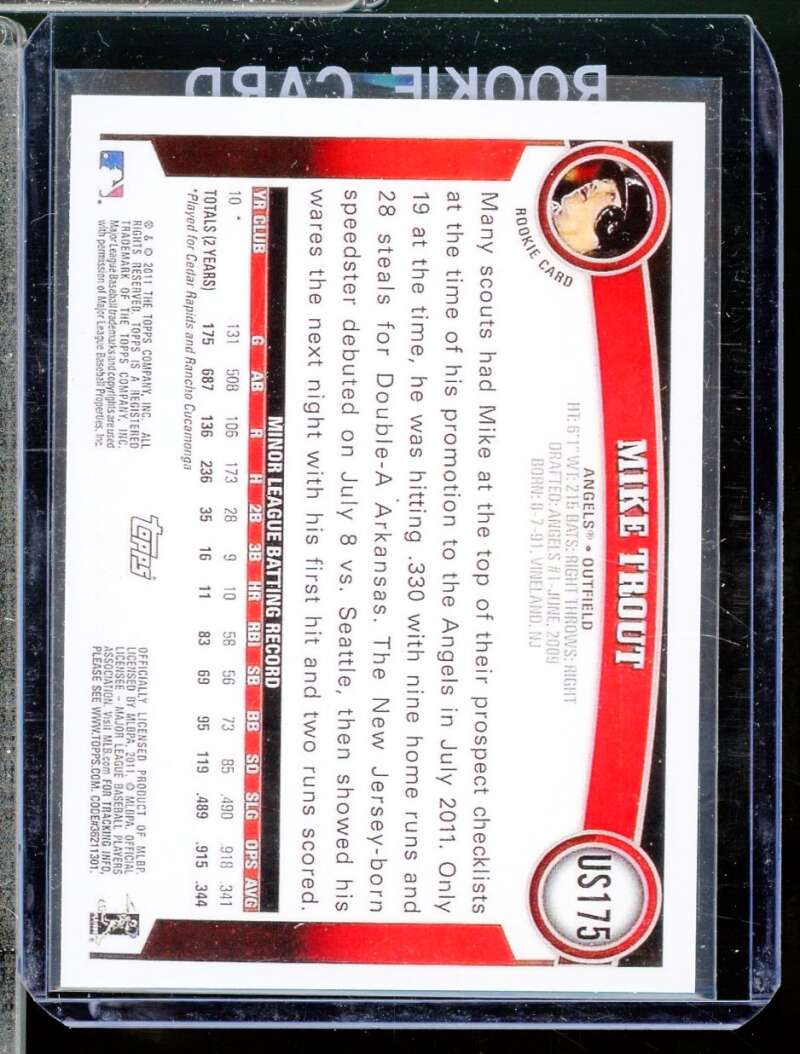 Mike Trout Reprint Novelty Rookie  Card 2011 Topps Update #us175  Image 2