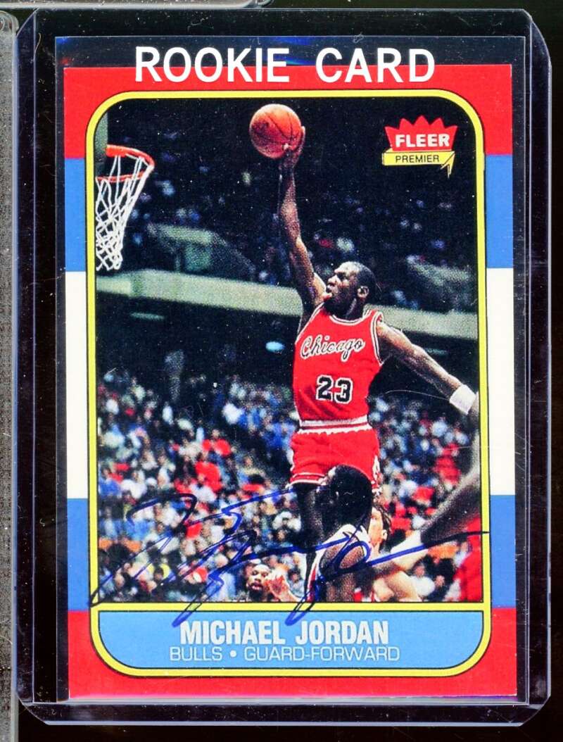 Michael Jordan Facsimile Autograph Reprint Novelty Rookie  1986-87 Fleer #57  Image 1