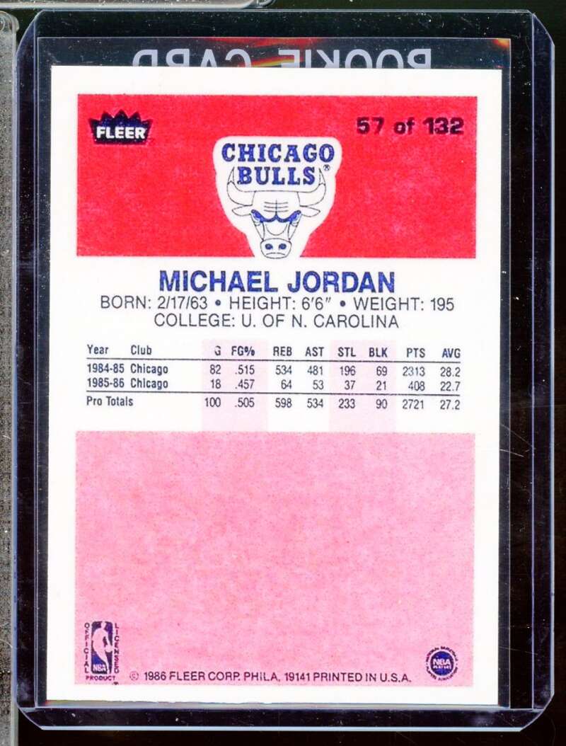 Michael Jordan Facsimile Autograph Reprint Novelty Rookie  1986-87 Fleer #57  Image 2