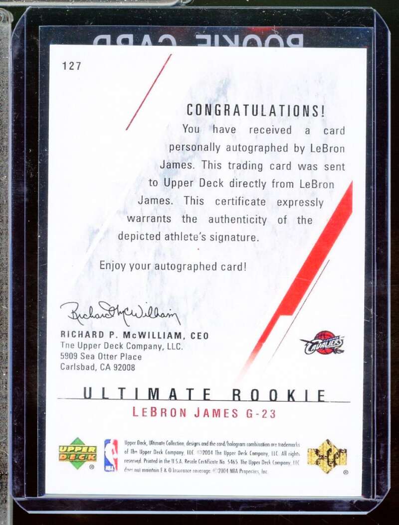 Lebron James Reprint Novelty Rookie  2003-04 Ultimate Collection Autograph #127  Image 2