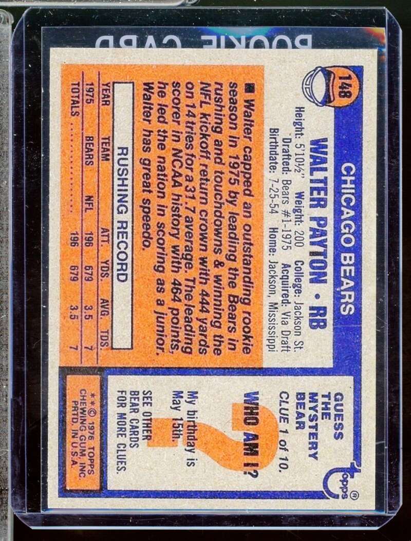 Walter Payton Reprint Novelty Rookie  Card 1976 Topps #148  Image 2
