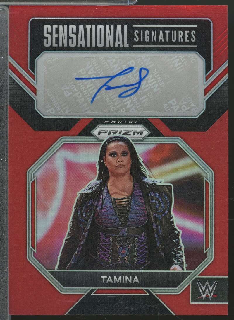 Tamina 2023 Panini Prizm WWE Sensational Signatures Autograph Red /99 #SNTMN  Image 1