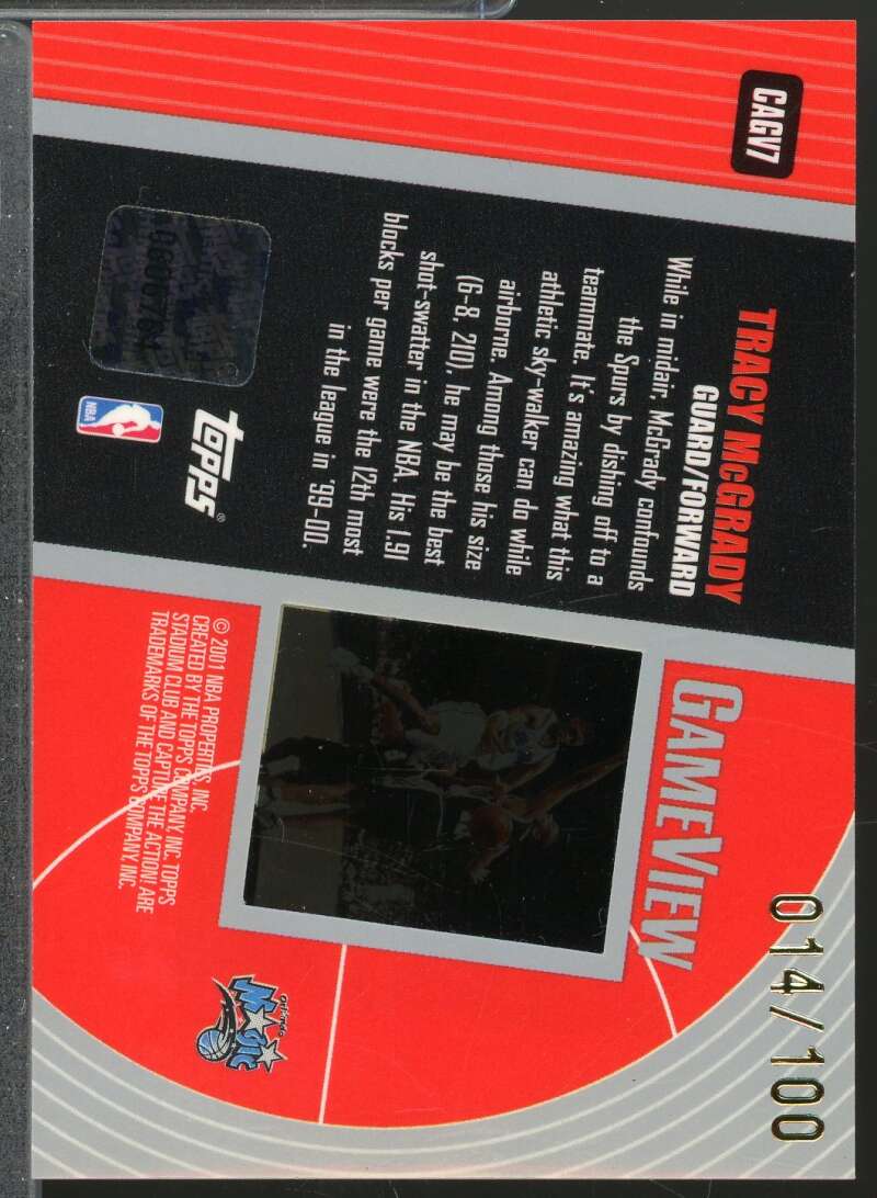Tracy McGrady Card 2000-01 Stadium Club Capture the Action Game View /100 #CA7  Image 2