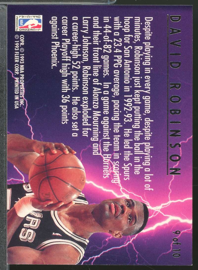 David Robinson Card 1993-94 Ultra Scoring Kings #9  Image 2