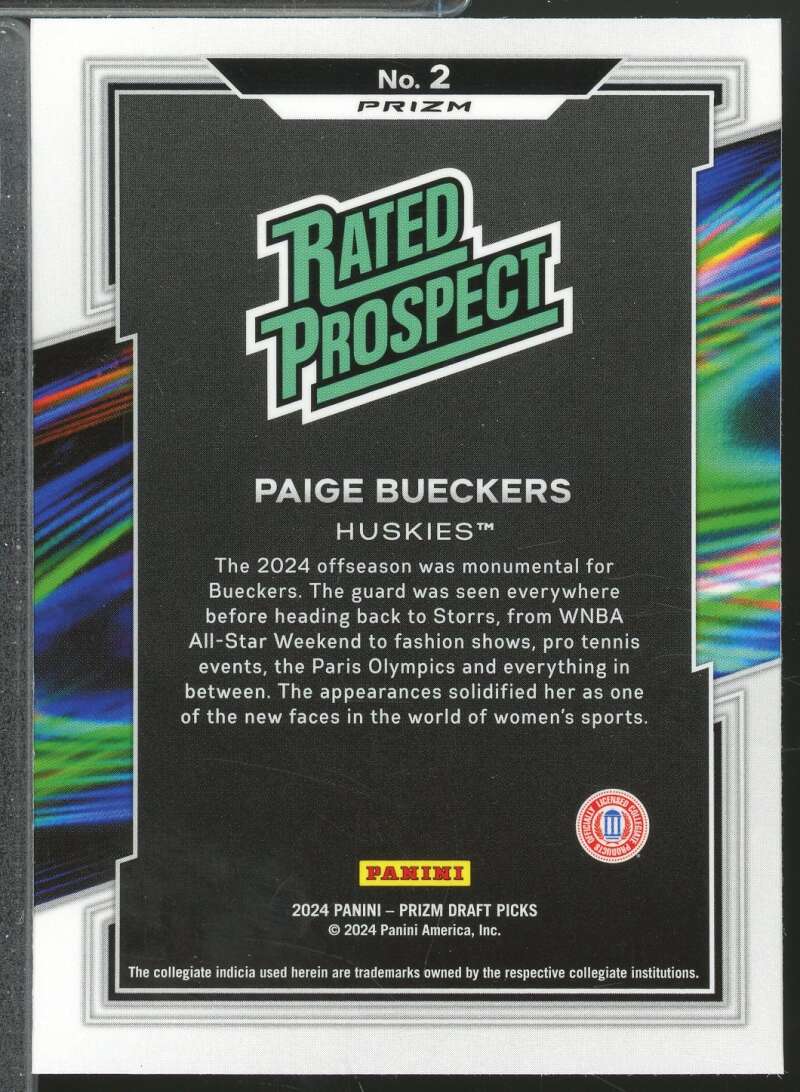 Paige Bueckers 2024-25 Panini Prizm Draft Picks Rated Prospect Prizms Silver #2  Image 2