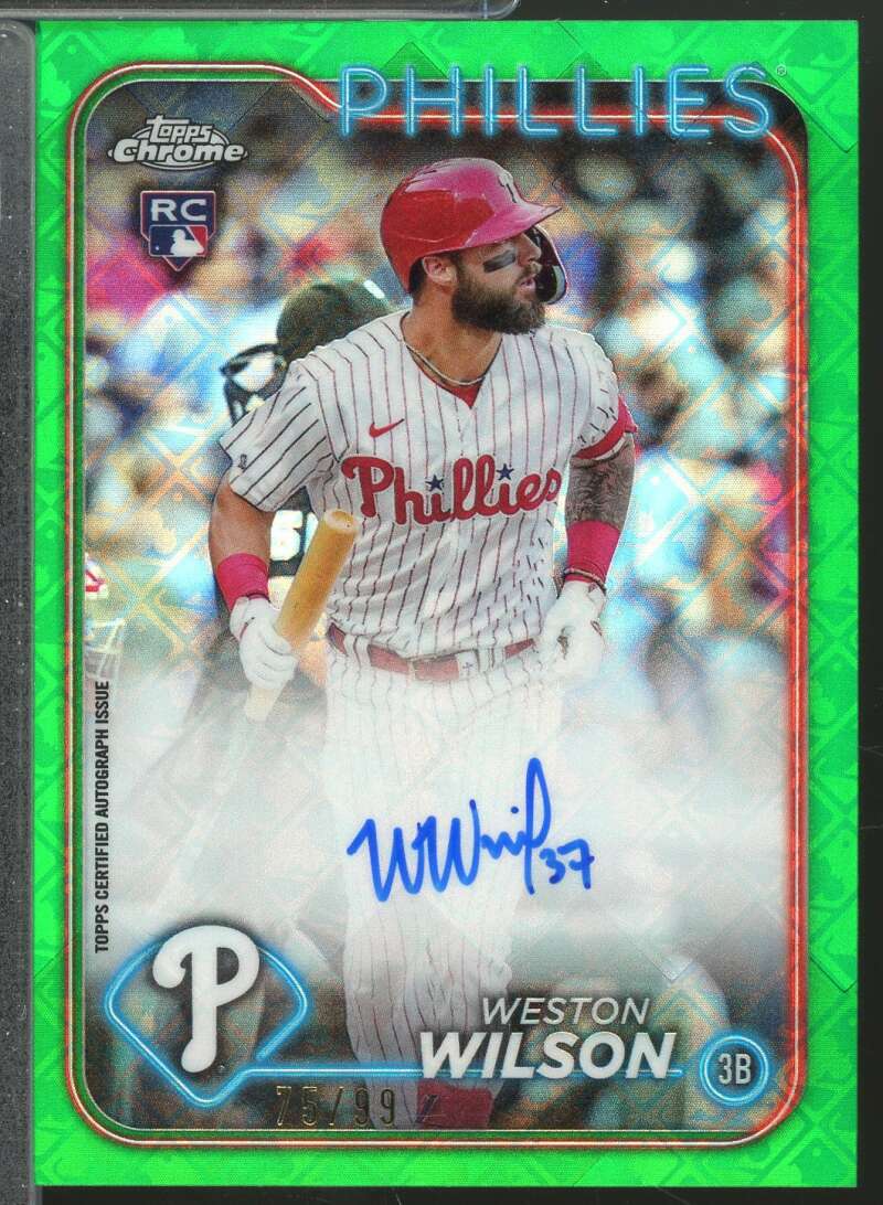 Weston Wilson Rookie 2024 Topps Chrome Logofractor Auto Green Refractor #WW  Image 1