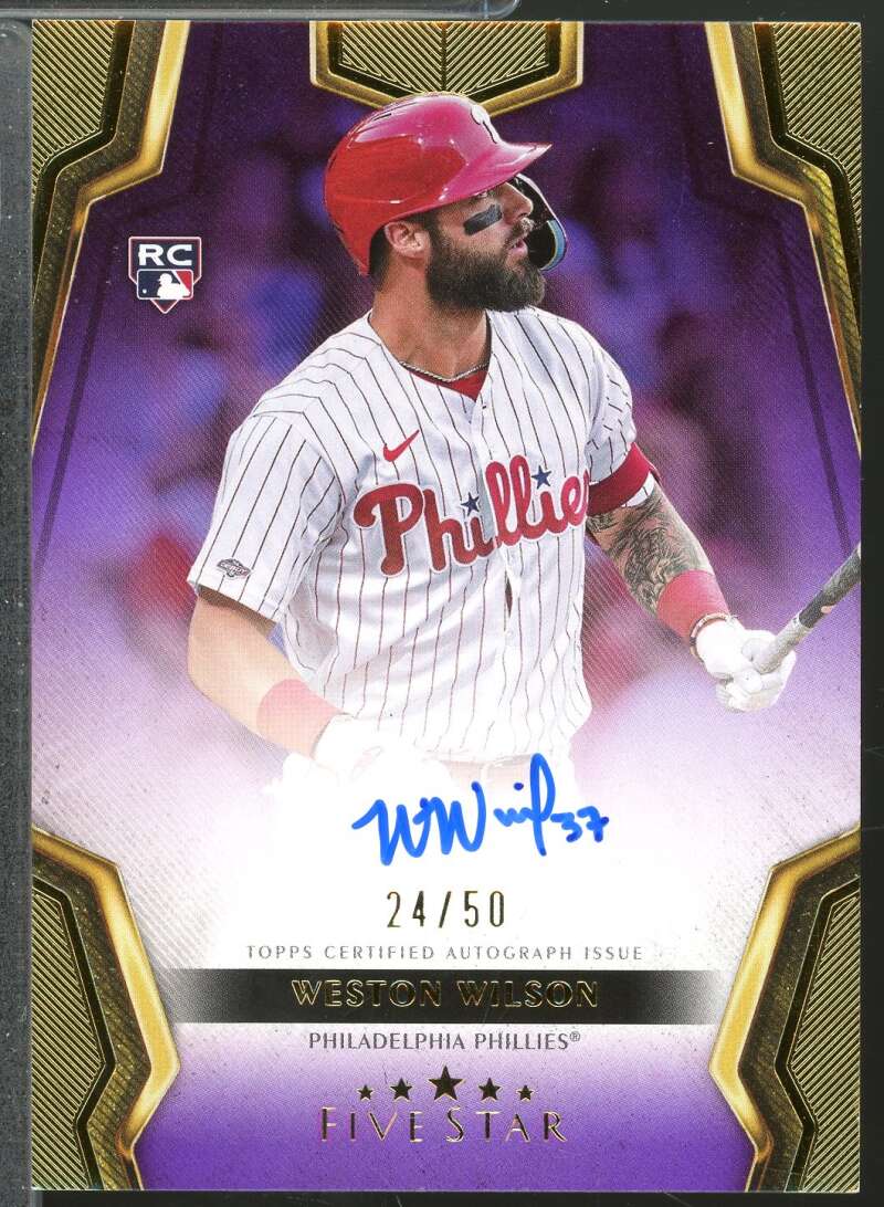 Weston Wilson Rookie Card 2024 Topps Five Star Autographs Purple /50 #FSAWW  Image 1