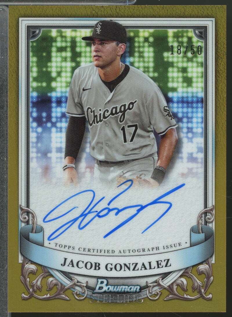 Jacob Gonzalez 2024 Bowman Sterling Prospect Autograph Gold Refractor /50 #PAJG  Image 1
