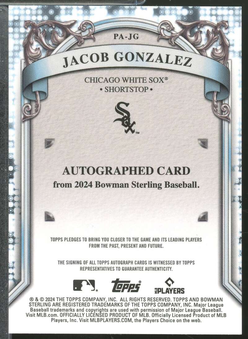 Jacob Gonzalez 2024 Bowman Sterling Prospect Autograph Gold Refractor /50 #PAJG  Image 2