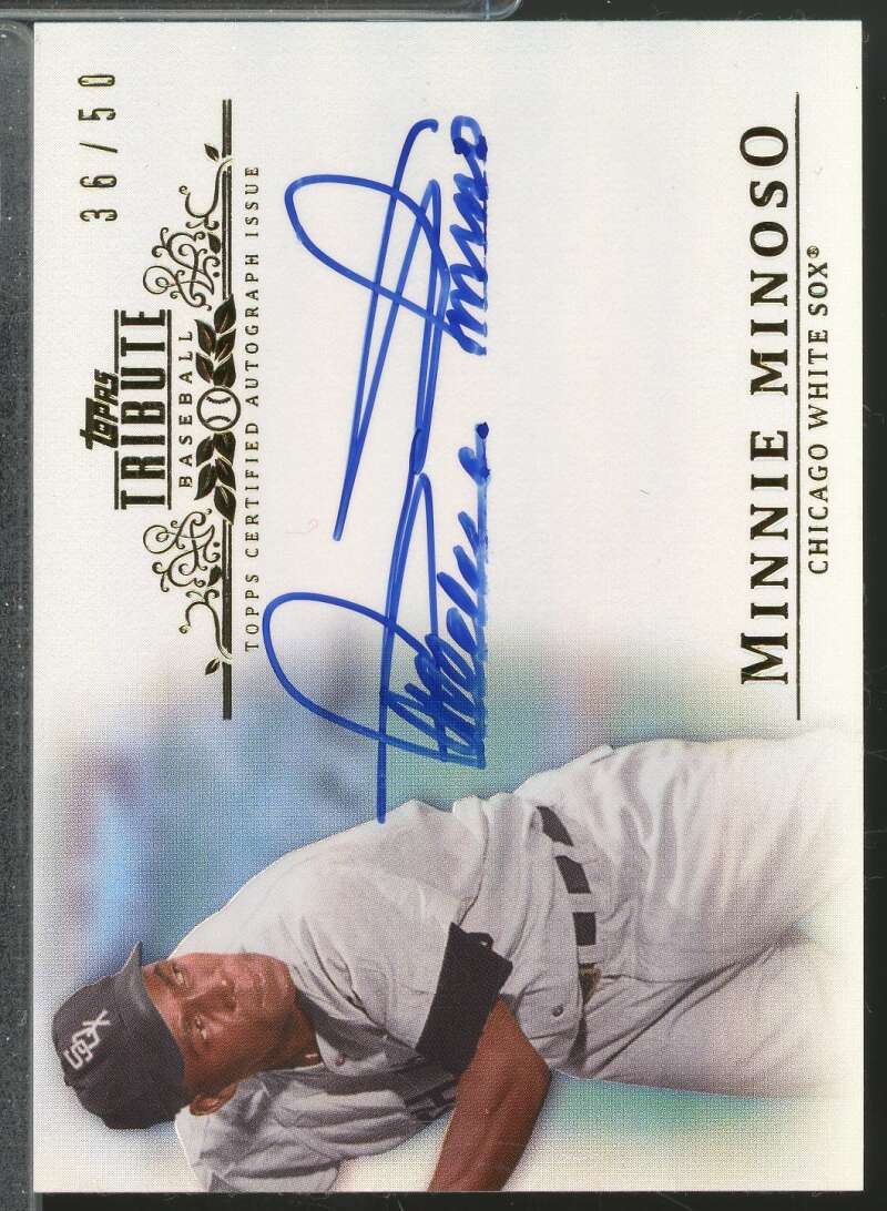 Minnie Minoso Card 2013 Topps Tribute Autographs Blue /50 #MMI  Image 1