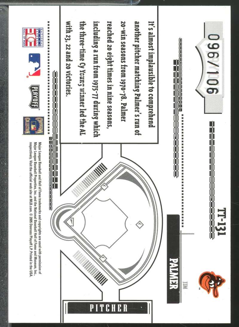 Jim Palmer 2005 Absolute Memorabilia Tools of the Trade Autograph /106 #TT131  Image 2