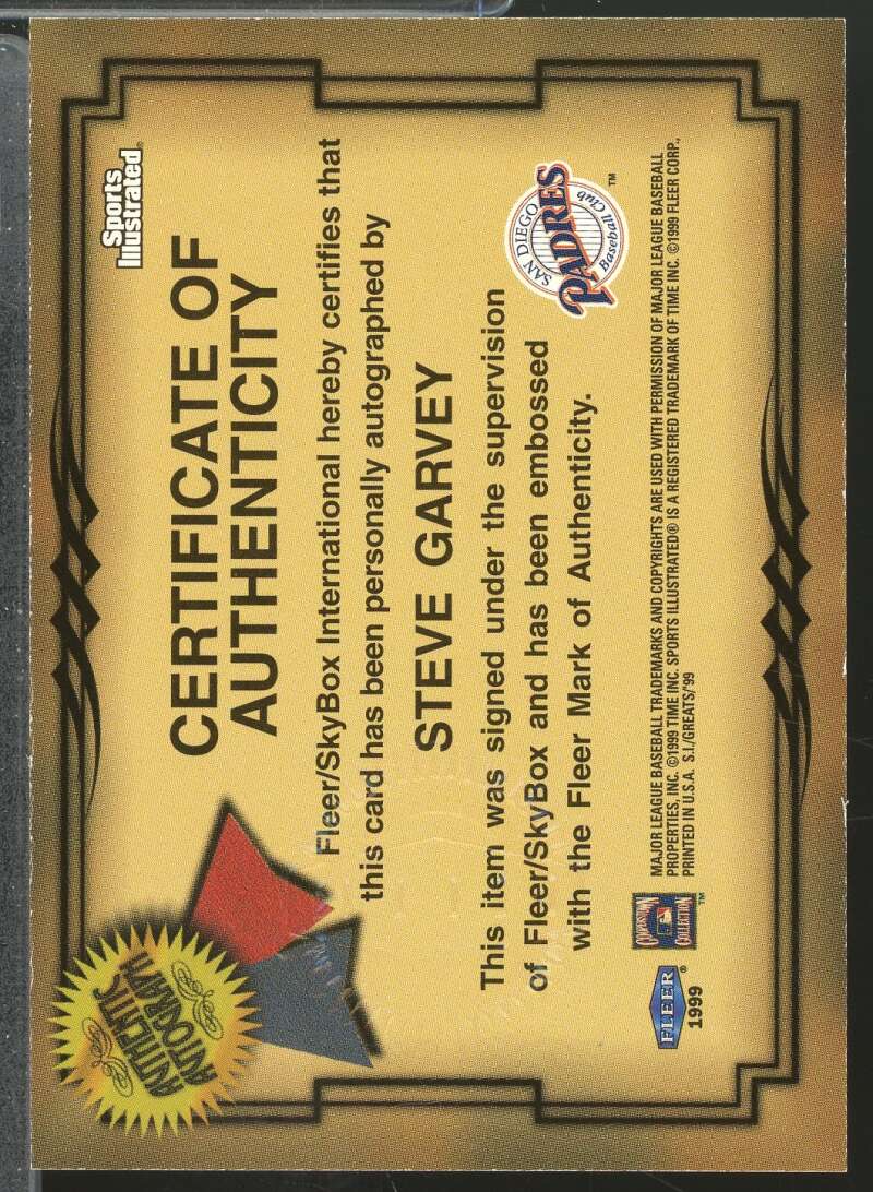 Steve Garvey 1999 Sports Illustrated Fleer Greats of the Game Autographs #26  Image 2