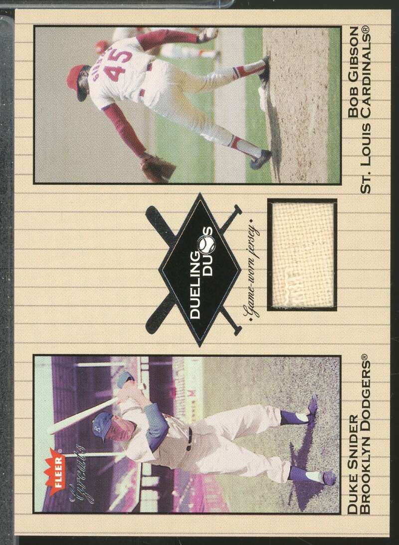 Bob Gibson Duke Snider 2002 Fleer Greats Dueling Duos Game Used Jersey #BG1  Image 1