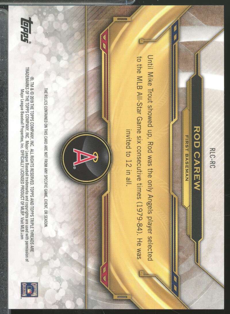 Rod Carew Card 2019 Topps Triple Threads Legend Relics Bat /36 #RLCRC  Image 2