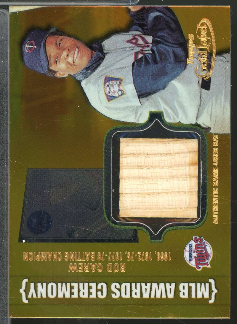 Rod Carew Card 2002 Topps Gold Label MLB Awards Ceremony Relics Bat Gold #RC2  Image 1