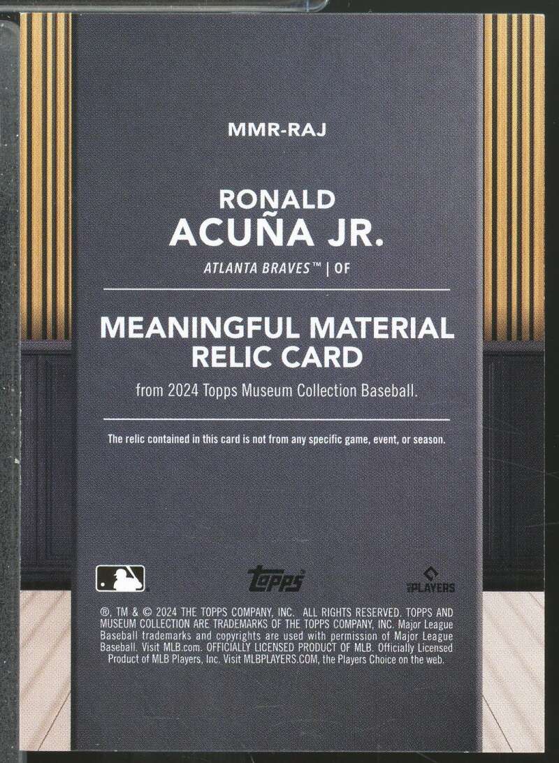 Ronald Acuna 2024 Topps Museum Coll Meaningful Material Relic Ruby (8/10) #RAJ  Image 2