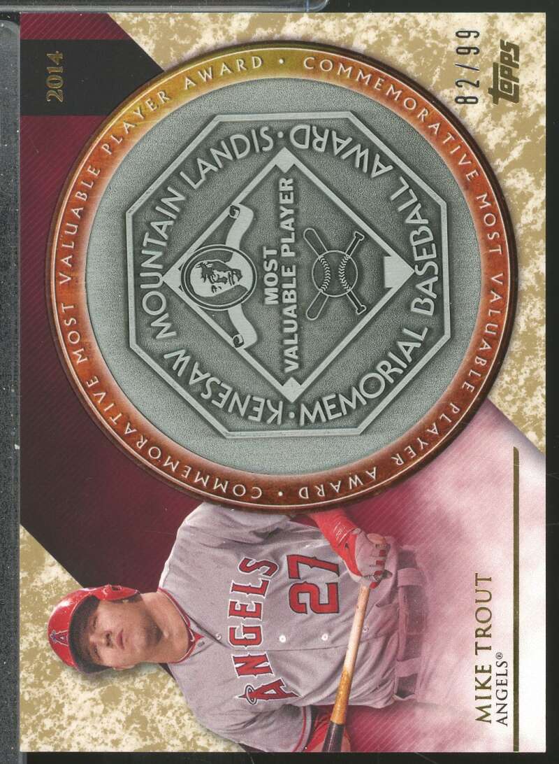 Mike Trout 2017 Topps Update MVP Award Commemorative Relics Gold /99 #MVPRMTR  Image 1