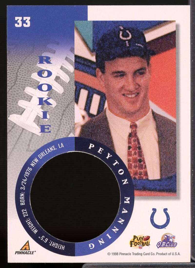 Peyton Manning Rookie Card 1998 Pinnacle Mint #33  Image 2